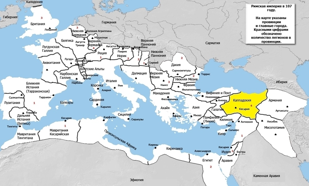 Провинция Каппадокия на карте Римской империи
